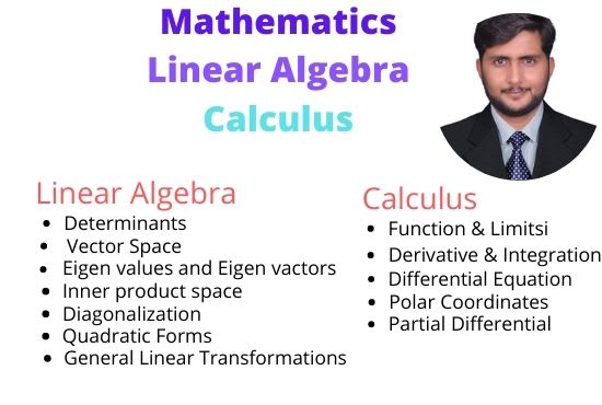 I will help you linear algebra, probability and calculus