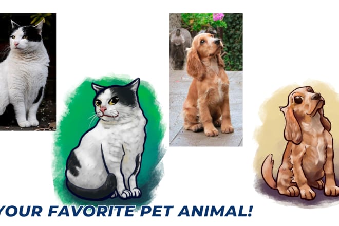 I will illustrate your favorite animal pet in my artistic style