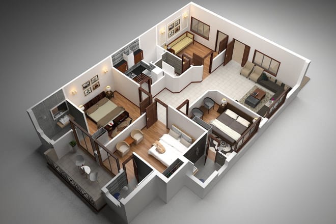 I will make 3d floor plans from your 2d drawing in sketchup