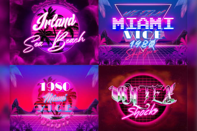 I will make 80s retro style miami vice 3d logo designs
