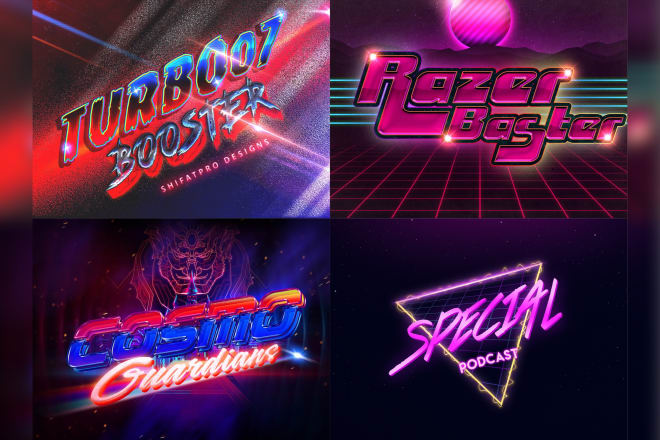 I will make 80s retro style neon effects 3d unique logo designs