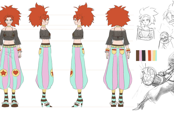 I will make a character design sheet with turnaround