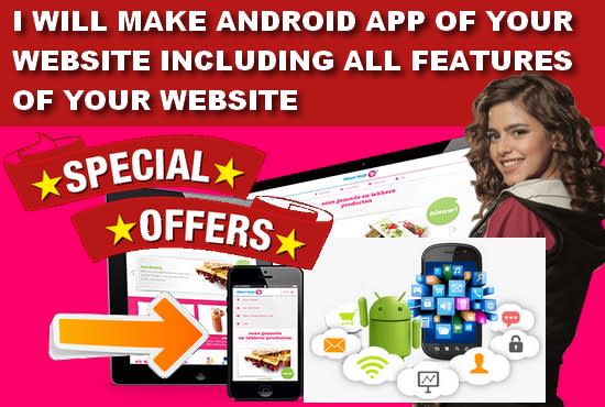 I will make android app of your website with all features