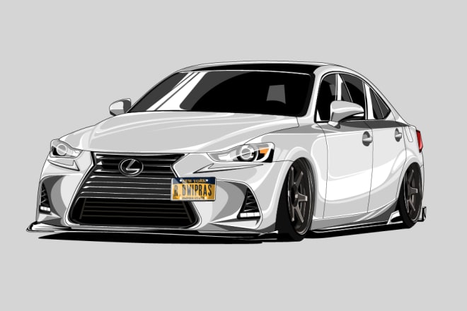 I will make car illustration line art or full color