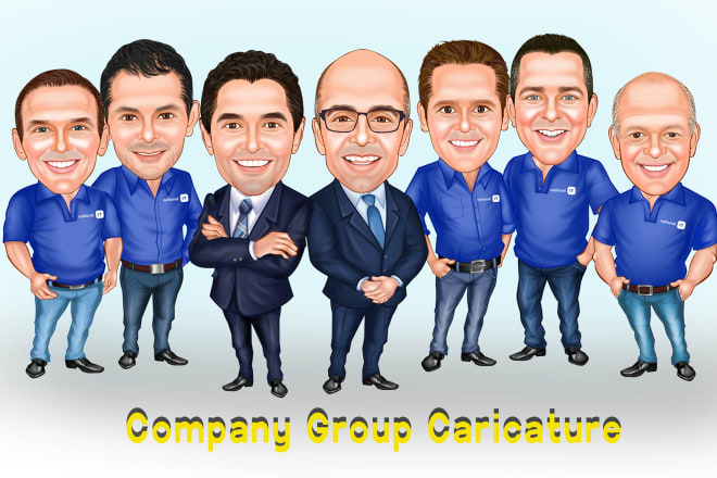 I will make office corporate company group cartoon caricature