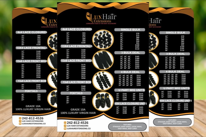 I will make price list,beauty salon bundle flyer,spa,barbers