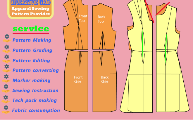 I will make sewing pattern for garments