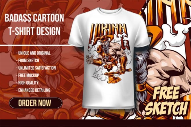 I will make tshirt design with my badass cartoon style