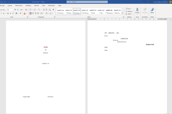 I will offer you a professional script template for word