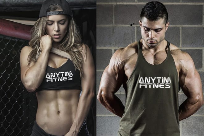 I will place your logo on fitness models female and male