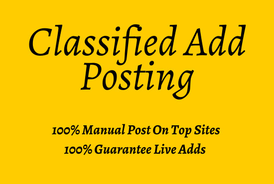 I will post free classified ads on top different websites