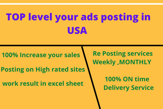 I will post your ads manually the best quality classified sites usa