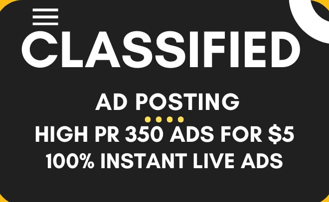 I will post your ads on 350 top rank classified ad posting sites