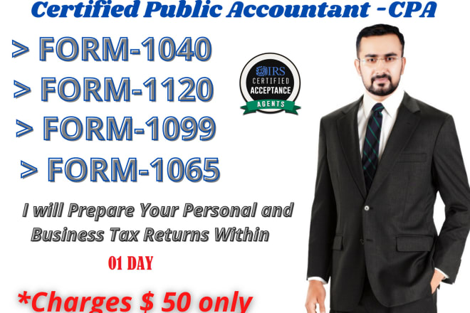 I will prepare USA tax return business and personal including form 1040, 1120, and w2