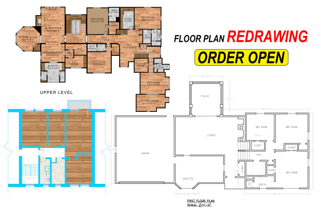 I will pro redraw any vector 2d drawing, architectural floor plan, in autocad