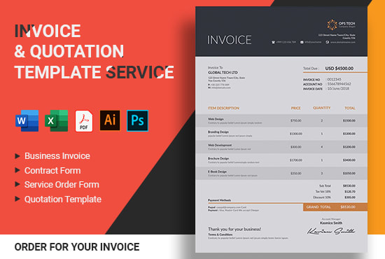 I will professional invoice and quotation template