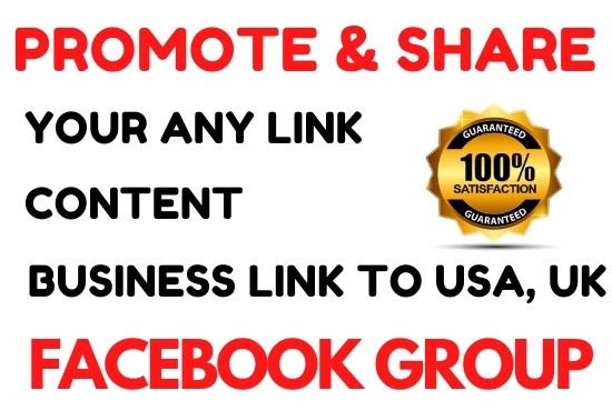 I will promote and share your content, any business link to 500k USA, UK facebook group