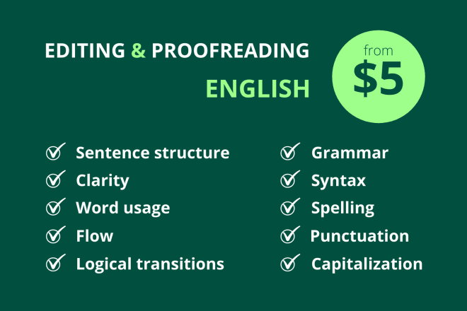 I will proofread and edit your writing