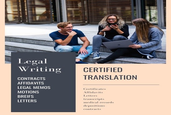 I will provide legal writing and translation service