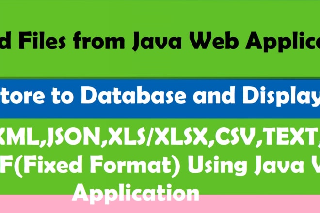 I will read XML,json,excel,CSV,txt,PDF fixed format using java web application
