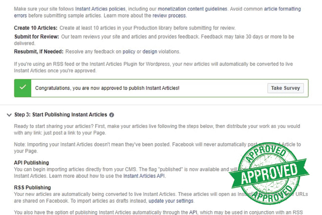 I will sell full fresh new approved facebook instant articles