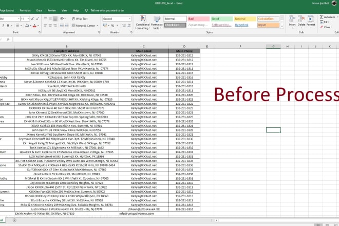 I will separate or concatenate data in ms excel or csv file