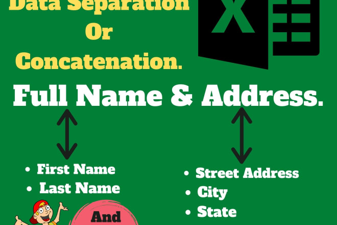 I will separate or concatenate the data in ms excel sheet or CSV file