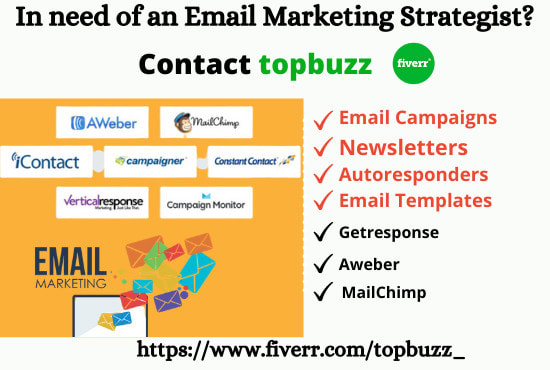 I will set up email newsletters and autoresponders on mailchimp, getresponse, aweber