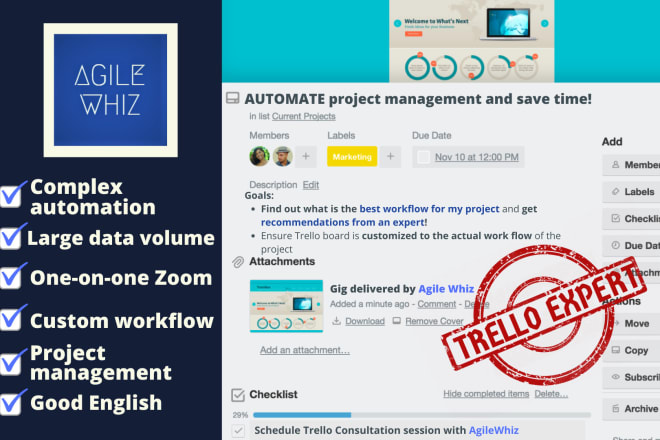 I will set up your trello, automate it or teach you how to do it yourself