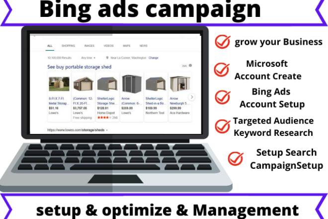 I will setup bing ads bing search ads and shopping ads bing PPC ads campaign