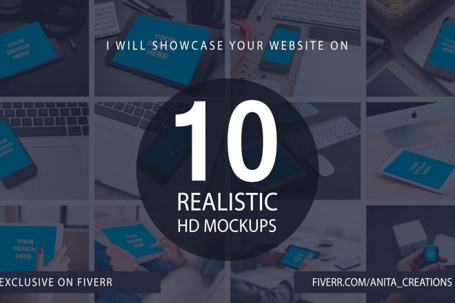 I will showcase your website on 10 realistic mockups