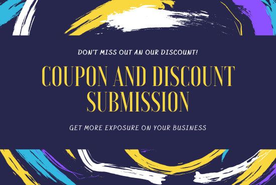 I will submit coupon, discount, deals for 30 coupon websites