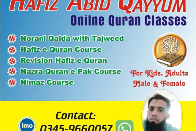 I will teaching quran online, tajweed, recite the holy quran