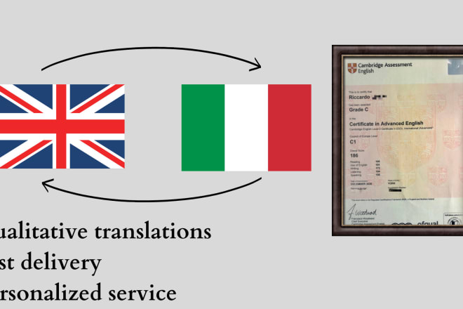 I will translate from english to italian and vice versa