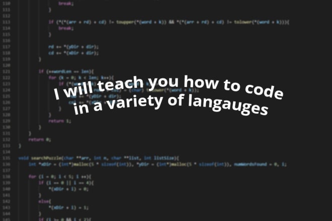 I will tutor programming in a wide variety of languages