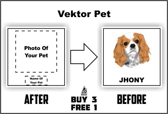 I will vector image of your pet, buy 3 get 1 free promotion
