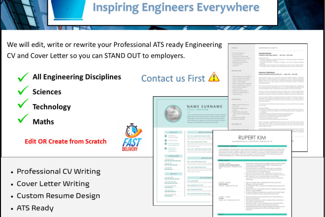 I will write, edit and rewrite your engineering CV and cover letter
