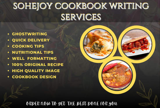 I will write edit, proofread, format your cookbook, food recipe