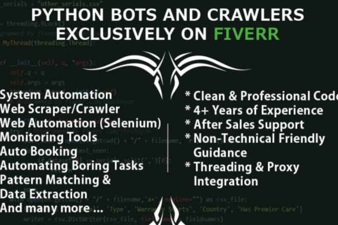 I will write python bots and crawlers