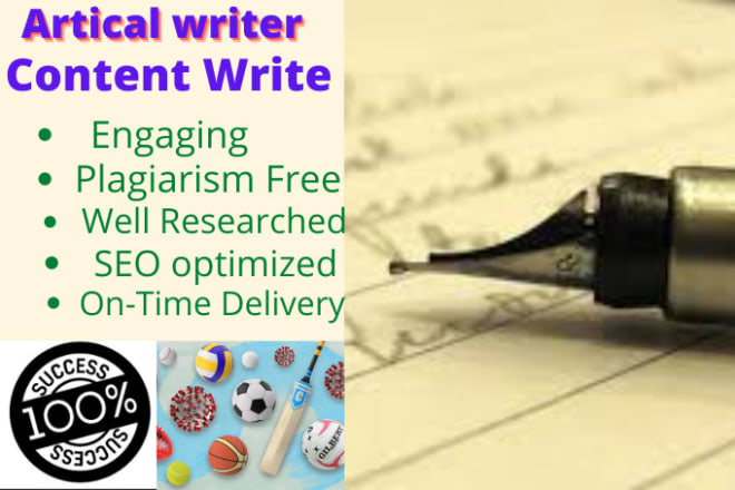 I will write SEO optimized articles and blog posts on sports, cricket, football, hockey