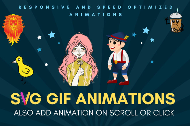 I will add svg gif animations to your website html css js