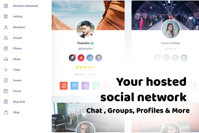 I will create your own social network with chat, memberships