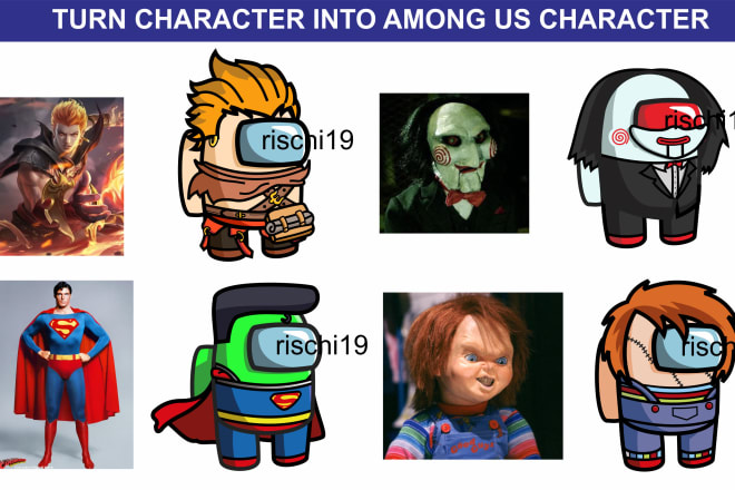 I will turn the character to among us character and free gif