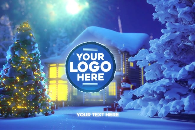 I will put your logo text in midnight forest merry christmas video 3