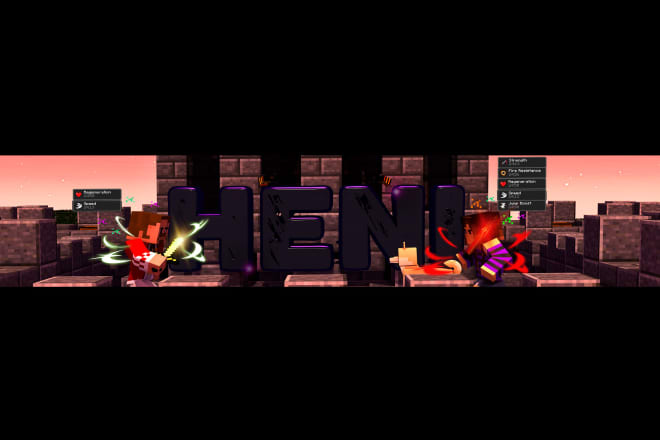 I will make unique 3d minecraft banner with your name, logo, skin