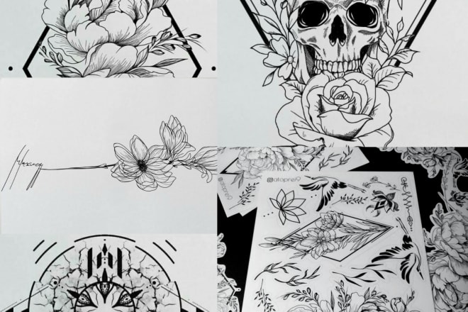 I will create a minimalist, geometric, flower tattoo for you