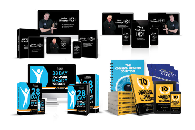 I will design your digital product mockup and ecover bundle